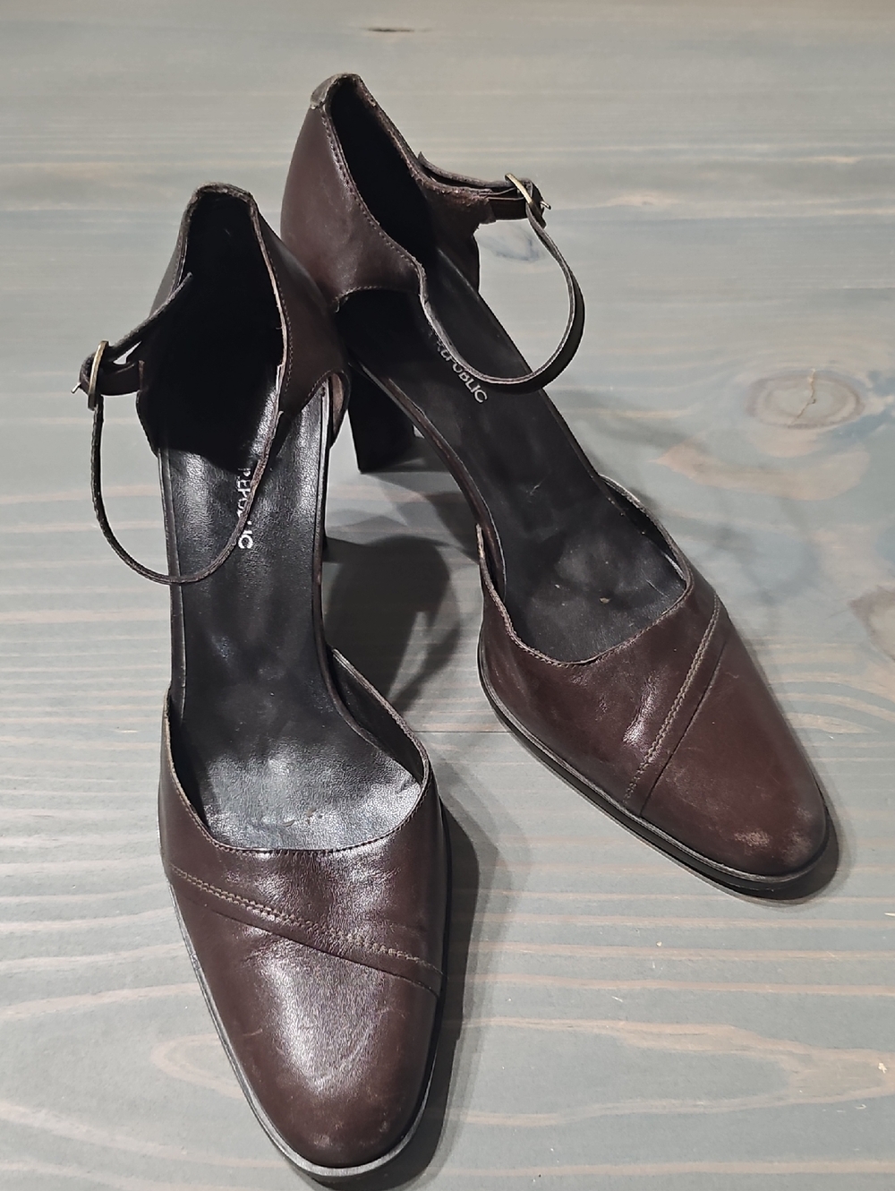 Banana Republic Dark Brown Leather Ankle-Strap Heels